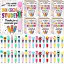 Tenceur 36 Set End of Year Gifts 4 in 1 Color Ballpoint Pens Bulk with 36 Thank You Cards, Cute Cartoon Multi Ink Pens Assorted for Rewards, Teacher Appreciation Gifts, Party Favors Supplies