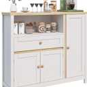 Viaozutis Storage Cabinet with Doors and Drawers,Kitchen Storage Cabinetswith Drawer and Adjustable ShelfWhite, 35.4 inches x 32 inches x 11.8 inches