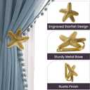 The Metal Magician Metal Nautical Starfish Curtain Holdback & Curtain Holder for Home, Bedroom & Office (Starfish Gold, Set of 2)
