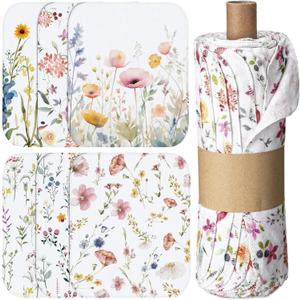 36 Pack Reusable Cleaning Cloths Washable Cotton Kitchen Dish Towels for Home Party Supplies Bulk, 9.84x11.81in (Wildflowers)