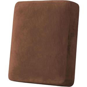 H.VERSAILTEX Velvet Stretch Couch Cushion Cover Plush Cushion Slipcover for Chair Cushion Furniture Protector Seat Cushion Sofa Cover (1 Piece Armchair Cushion Covers, Caramel)