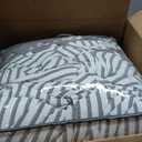 Luxury Grey Comforter Set Queen - Washed Microfiber 3 Pieces Jacquard Bedding, White & Grey Vertical Ticking Stripes Pattern Comforter with 2 Pillowcases, Soft Breathable Durable Comfy