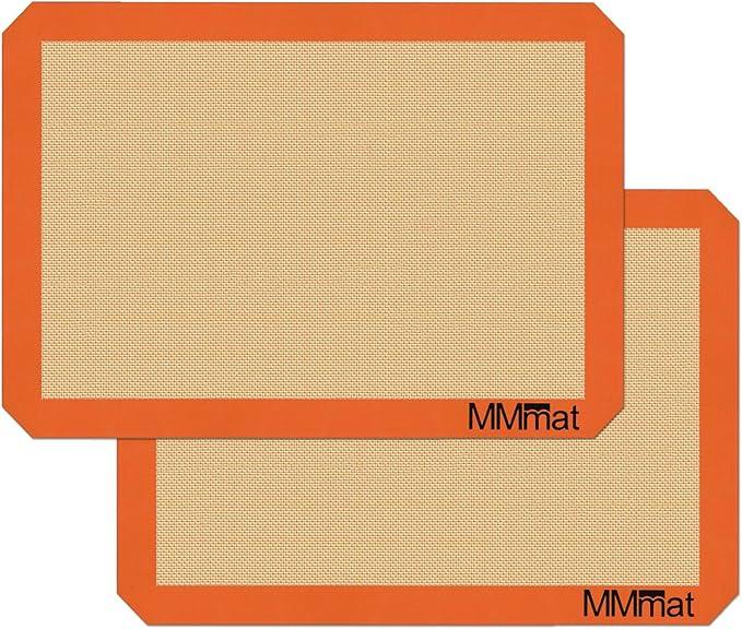 MMmat Silicone Baking Mat  Best German Silicone  Non Slip Silicone Baking Sheet, Non Stick Reusable Silicone Mats for Baking, Oven Liner, Counter Mat  Half Sheet Baking Mat, Set of 2