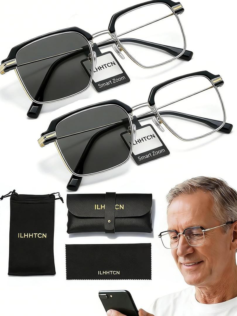 Frameless Smart Zoom Reading Glasses for Men & Women, Auto Focus Distance Near Progressive Multi-focus HD Vision