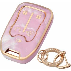 For GMC Chevy Key Fob Cover with Keychain, Key Fob Case Cover Fits for GMC Sierra Acadia Terrain 2500hd 1500 3500hd Yukon Chevy Silverado Suburban Car Accessories Smart Key