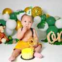 HGFC Wild One Birthday Crown - Woodland 1st Decor, Deep Green 1st Birthday Hat For Boy, Green Cake Smash Photo Prop
