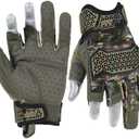 HANDLANDY Fingerless Framer Work Gloves for Men, Utility Grip Paded Gloves for Tactical Shooting Airsoft Hunting Driving (Camo- 3 Fingerless, Medium (Pack of 1)), XL