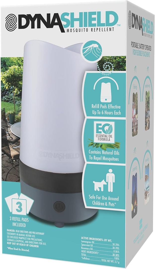 DynaTrap DynaShield DS1000-OC Outdoor Mosquito Deterrent Device-Uses Natural Essential Oils-No DEET
