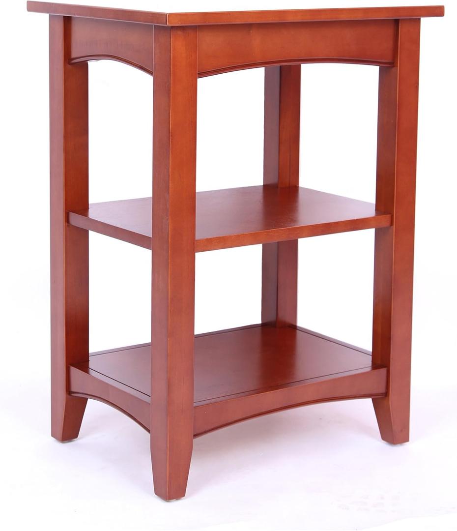 Shaker Cottage End Table with 2 Shelves, Cherry, 20 in. W x 15 in. D x 27 in. H, Versatile Coordinating Storage Table for Living Room Decor, Crafted with Stained Wood and Beadboard, Occasional