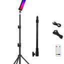 RGB Led Video Light Stick Wand with Stand, QEUOOIY 360° Full Color 2500-9500K Portable Studio Photography Lighting, 5000mAh Rechargeable Battery & Magnet with 27"-78.7" Tripod for Vlog
