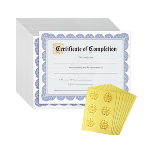 48 Sheets Blue Floral Certificate of Completion Paper for Printing with Gold Foil Sticker Seals - Customizable with Border for Graduation, Diploma, Awards, Recognition Documents (8.5 x 11 in)
100+ bought in past month