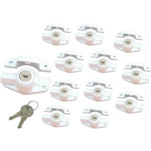 QCAA Heavy Duty Keyed Sash Lock, Child-Proof Security, Only Unlock with Key, CTC 1.77", White, 12 Pack, Made in Taiwan