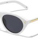 SODQW Cat Eye Sunglasses for Women Trendy Retro Oval Frame with UV Protection for Travel & Everyday Wear