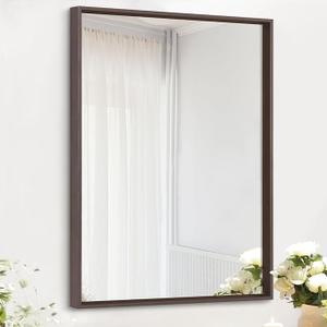 Bathroom Mirror Rectangular Metal Framed Vanity Mirrors for Bedroom Bathroom Living Room Home Decor 20"x19" - Coffee
