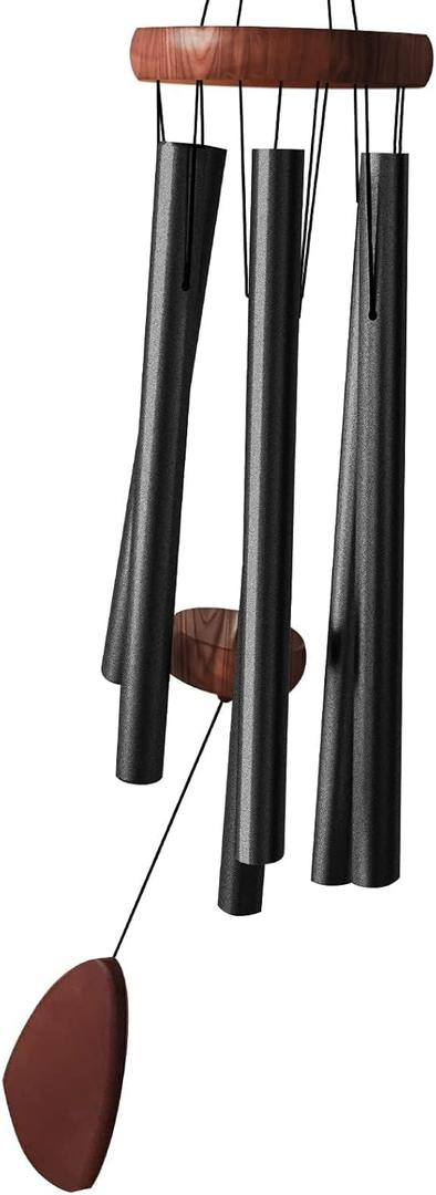 Wind Chimes for Outside with Wood Wind Catcher, 37 Inches Large Aluminum Windchimes Outdoors for Patio Decoration & Zen Atmosphere, Best Gifts for Mom(Black)