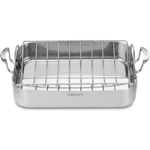 Cuisinart Multiclad Pro Triple Ply Stainless Cookware 16-inch Roasting Pan Skillet, Rectangular Roaster w/Rack