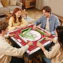 DEVPNR Mahjong Mat for Table with Black Carrying Bag, 32.6"x32.6", Red | Non-Slip Table Cover, Noise-Reducing, with Rules, Easy Storage, for American Mahjong, Poker, Card & Board Games