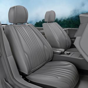5 Pieces LB Front and Rear Car Seat Covers, Waterproof Nappa Leather Full Set Car Seat Protectors, Universal Auto Interior Fit for Sedans SUV Pick-up Truck, Grey