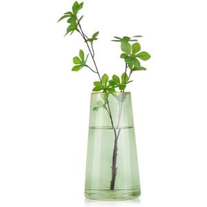 WHJY 9 inch Green Clear Glass Vase for Table Centerpieces Home Décor, Flower vase Modern Glass Bottles Decorative-Green
