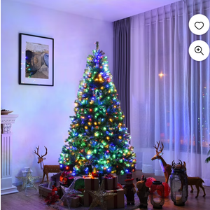 7Ft Pre-Lit Artificial Christmas Tree Hinged 500 LED Lights