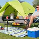 Anbte Folding Camping Table with Storage Net, 3ft Camping Table Aluminum Folding Table with 3 Adjustable Height Max 27.5 Inch Picnic Table Portable Table for Outdoor Backyard BBQ, Pure Black