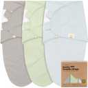 3-Pack Organic Swaddles for Newborns, Baby Sleep Sacks 0-3 Months - Baby Swaddle Wrap, Newborn Wearable Blanket, Infant Sleep Sack for Girls, Boys, Soft & Snug, Large Hook & Loop Closure (Ripple)