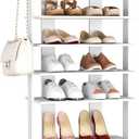 HOMEFORT 10-Tier Corner Shoe Tower - Double Rows, Slim Shoe Stand for 20 Pairs - Entryway, Hallway, Closet (White)