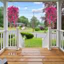 Sggvecsy Artificial Fake Hanging Flowers Plants for Outdoor Outside Spring Summer Decoration 2PCS Faux Silk UV Resistant Realistic Morning Glory with Eucalyptus for Home Porch Patio Balcony(Magenta)