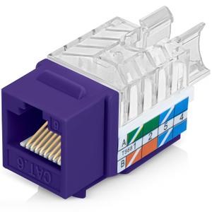 Everest 45° Angled RJ45 Cat6 Keystone Jacks 20Pack in Purple  Slim Profile Female RJ45 Connectors  Cat 6 Keystone Jack  Compatible with 45° Angled Speed Termination Tool  45Term (B0BL3GS7ZY)