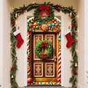 Christmas Tree Door Banner Fabric Decoration for House, Doorway, and Wall, 71 x 35 Inch (01)
