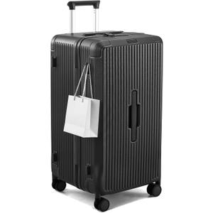 Hanke 26 Inch Large Checked Luggage, Premium PC Hard shell Suitcase with 4:6 Deep Compartment, Spinner Wheels, TSA Lock & Anti-Dirty Feet for International and Long-Distance Travel, Jet Black
