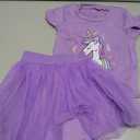 4th Birthday Outfit Girl,4 Year Old Fourth Four Shirt Skirt Outfit for Toddler Girls (Purple, 110)