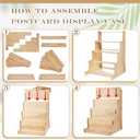 Barydat Wooden Card Display Stand Stationary Organizer Sticker Stand for Vendor Crafts Greeting Card Organizer Rack Retail Display Holder(14.57 x 14.96 x 20.47 Inch (4 Tier),Wood)