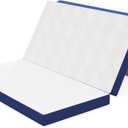 Avenco Trifold Mattress, 4 Inch Folding Mattress Queen Size, Memory Foam Foldable with Removable Cover & Detachable for Floor Bed, Camping, Guest (Blue)
