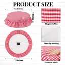2 Pcs Bar Stool Covers with Ruffles 12 Inch Round Stool Cover with Elastic Band Pad Farmhouse Seat Slipcover Nonslip and Washable(Red,Gingham)