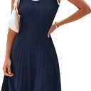 MASCOMODA Women 2025 Casual Summer Mini Dresses Sleeveless Sweater Dress Square Neck A Line Swing Knit Tank Short Dress (Black, Large)