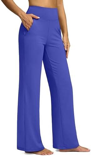 G Gradual Yoga Pants Women Wide Leg Dress Pants with Pockets High Waist Stretch Petite/ Regular/ Tall Casual Sweatpants Women (Waves Blue, 33-L)