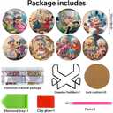 askkqtx 8 Pcs Fruits Diamond Art Coasters Kits with Holder, Diamond Painting Coasters Kits for Adults, DIY 5D Diamond Dots Small Mini Kit Full Round Drill Art Craft Supplies 4X4 Inch