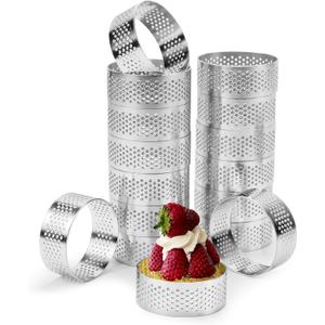 16Pack Tart Rings, 304 Stainless Steel 2 Inch Cookie Rings For Baking Small Pastry Rings Mousse Cake ring Heat-Resistant Crumpet Ring