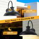 16" Extra Large Solar Barn Light for Outside, Dusk to Dawn Gooseneck Farmhouse Barn Lights, Waterproof Black Outdoor Wall Light Solar Powered for House Garage Patio, 2-Pack