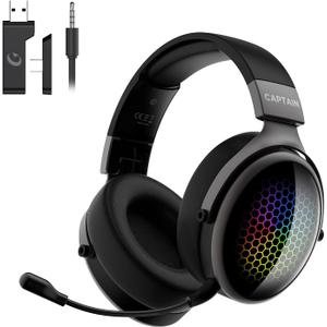 2.4GHz Wireless Gaming Headset for PS5/PS4/PC/Switch - Bluetooth 5.3 Headphones with 7.1 Surround Sound, Noise-Canceling Mic, 30+Hr Battery & Support Playing While Charging - Black