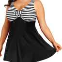 Daci Plus Size Two Piece Swimsuits for Women Flowy Tankini Swim Dress with Short Bathing Suits Size 18W