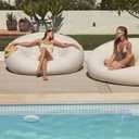 SUNNYLiFE Cloud Lounger, Oversized Floating Daybed, Tierra Cream, PVC/Fabric/Textilene, 74.02x60.24 Inches, 13.56 lbs