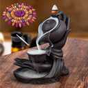 Waterfall Incense Burner Buddha Hand Backflow Incense Waterfall Burner Smoke Incense Holder Waterfall with 100 Incense Cones 10 Kind of Scents (Black Purple Sand)
