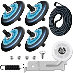 Dryer Roller Replacement Kit for Samsung Dryer Repair Kit Compatible with Samsung Dryer Parts, DC97-16782A Dryer Roller, DC93-00634A Dryer Idler Pulley, 6602-001655 Dryer Belt, DV42H5000EW/A3 Parts
