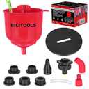 BILITOOLS No-Spill Coolant Funnel Kit - 13PCS Universal Radiator Coolant Filling Funnel Kit with 6 Adapters Fit Most Cars, Thickened Set for Automotive Use|Air Bleeding, Drip-Free