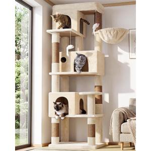 Globlazer F66 Corner Cat Tree, 66in Multi-Level Climbing Tower, Beige