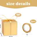 Adecortalk 100 Pcs Mini Gold Gift Boxes 2x2x2 Inches Paper Party Favor Boxes Gift Candy Boxes with Ribbons for Birtyhday Wedding Baby Shower Graduation Bridal Shower Halloween Christmas Valentine Gifts