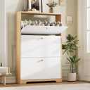 Nicetree Shoe Storage Cabinet for Entryway, Modern Shoe Cabinet, Freestanding Shoe Rack Cabinet, Hidden Shoe Dresser for Hallway,Foyer, Natural Oak and White, 3-Drawers