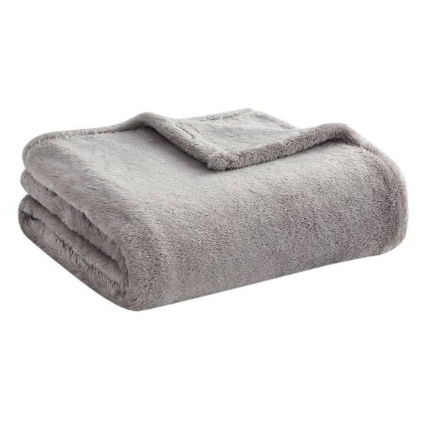 Threshold, Anti-Microbial Grey Solid Polyester Throw Blanket 90'' x 94''